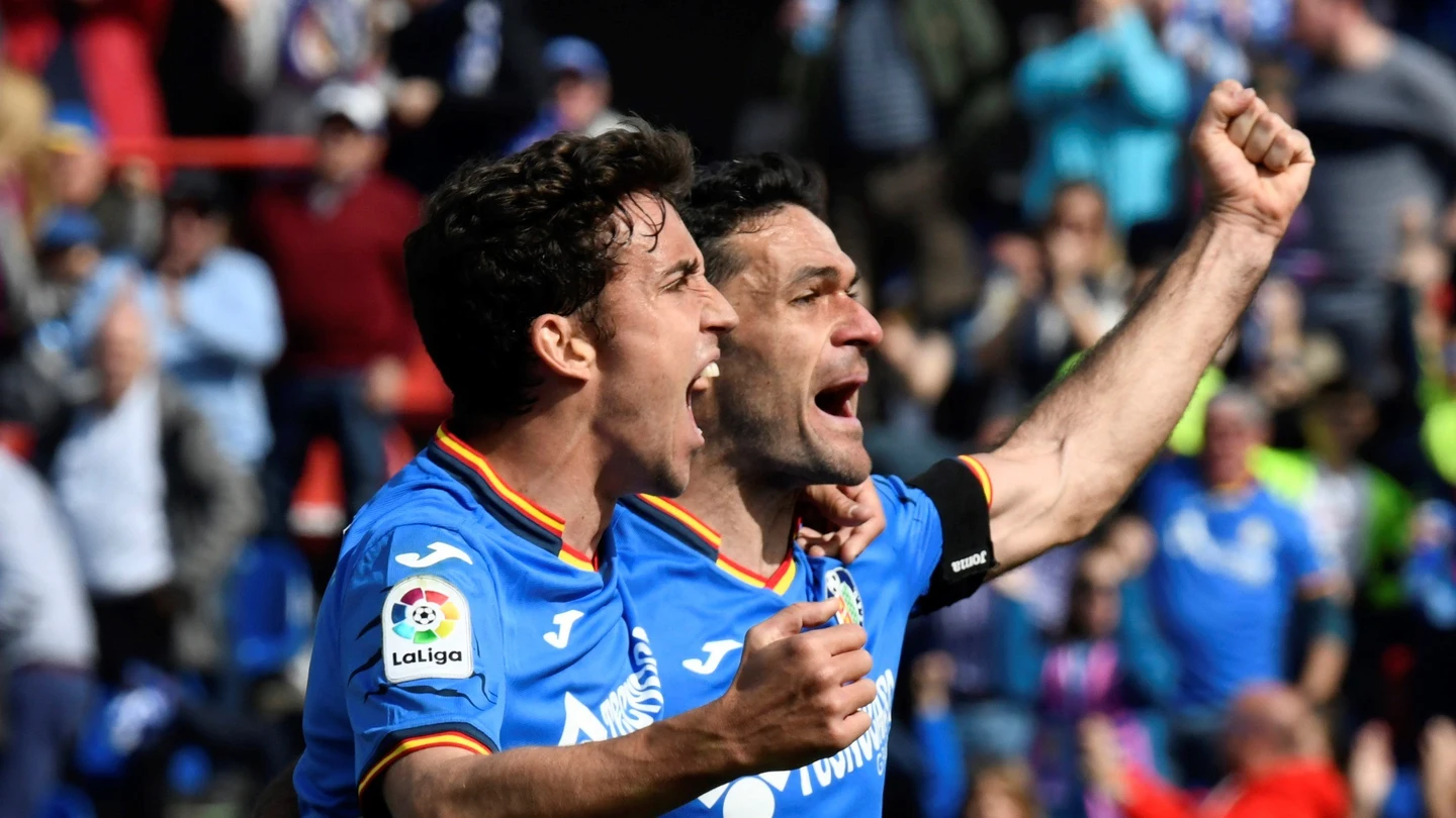 Jaime Mate y Jorge Molina celebran un gol ante el Rayo Jaime Mate y Jorge Molina celebran un gol ante el Rayo
