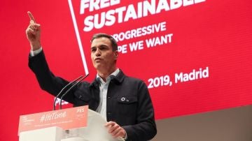 Pedro Sánchez durante su intervención en la última jornada de la convención del Partido Socialista Europeo 