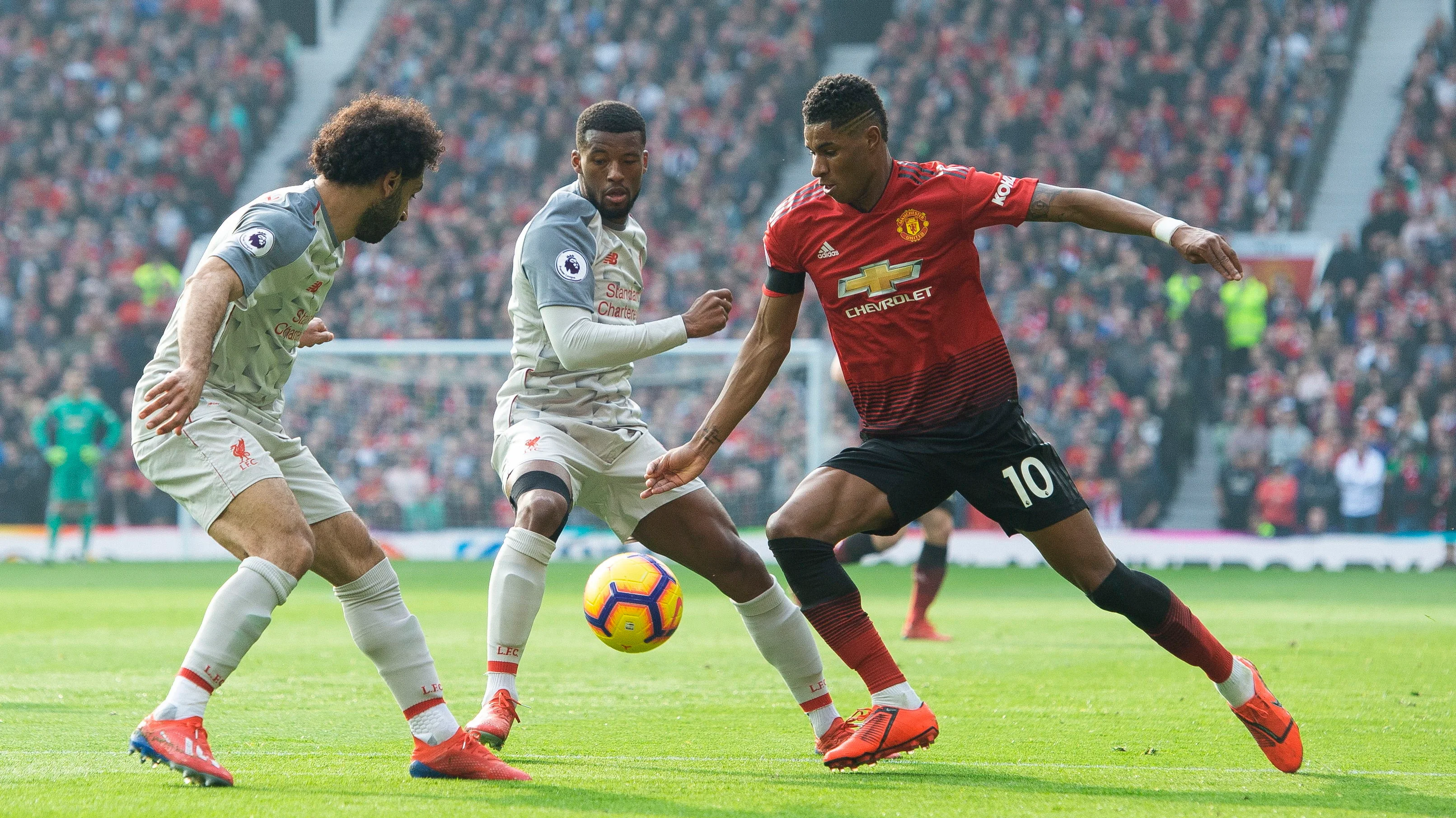 Marcus Rashford, en acción ante el Liverpool