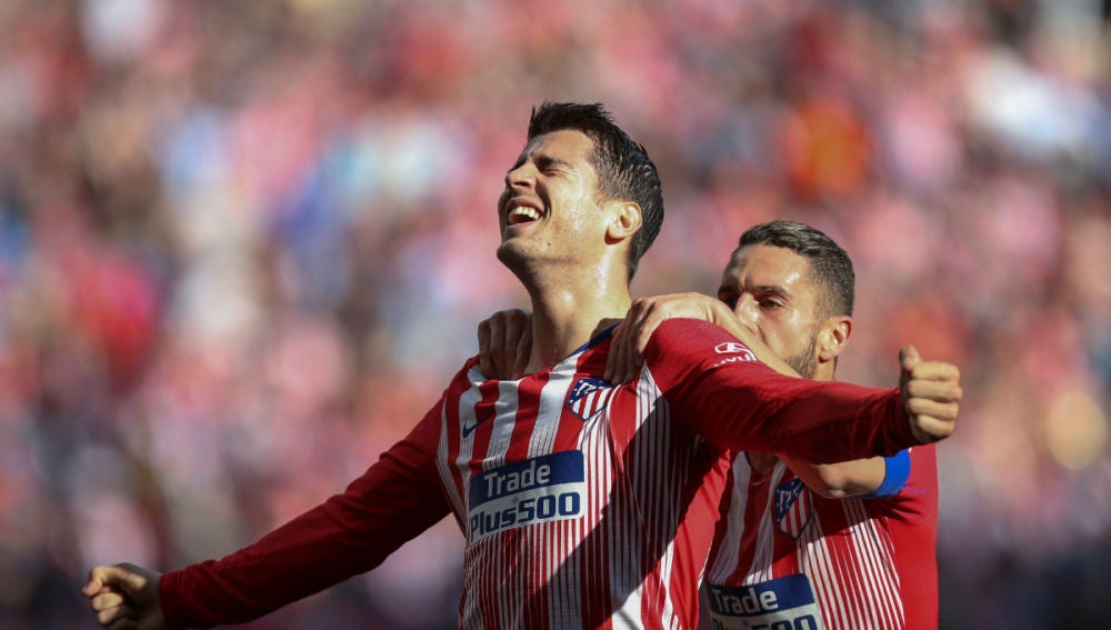Morata celebra un gol con el Atlético