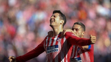 Morata celebra un gol con el Atlético