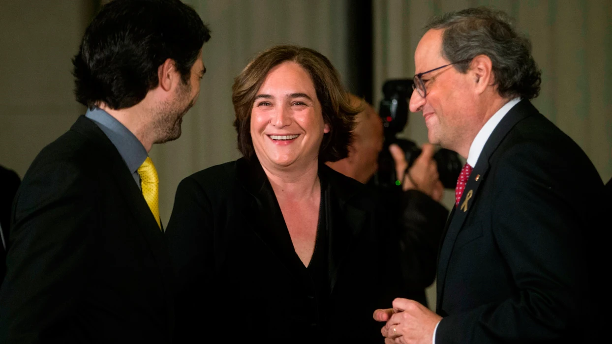 Quim Torra, Ada Colau y Jordi Puigneró 