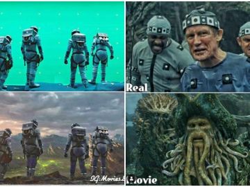 Escenas de películas antes y después de los efectos especiales. Escenas de películas antes y después de los efectos especiales.