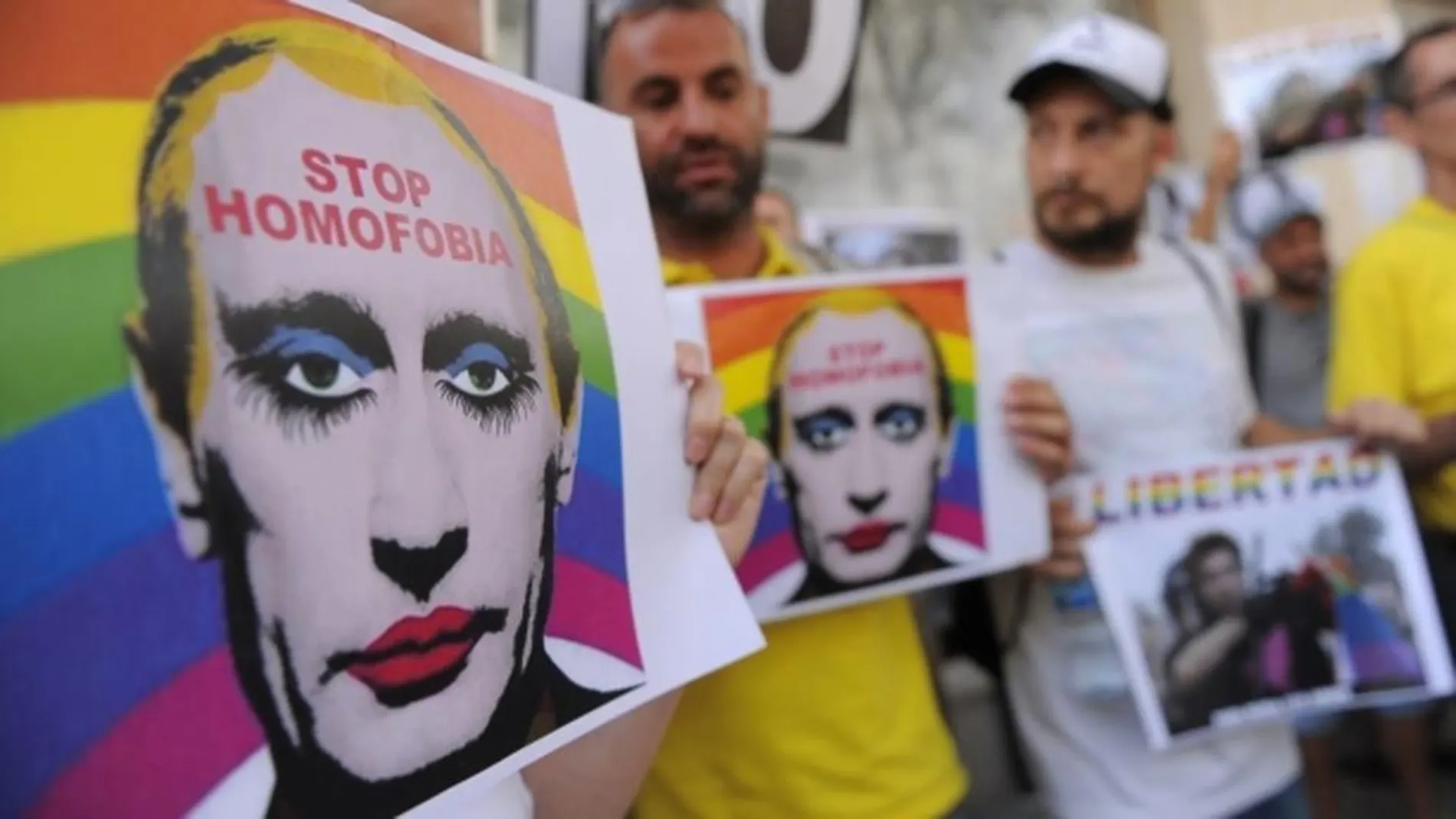 Manifestación contra la persecución al colectivo LGTBI en Chechenia
