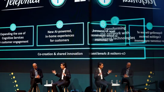 El presidente de Telefónica, José María Álvarez Pallete y el CEO de Microsoft, Satya Nadella El presidente de Telefónica, José María Álvarez Pallete y el CEO de Microsoft, Satya Nadella