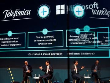 El presidente de Telefónica, José María Álvarez Pallete y el CEO de Microsoft, Satya Nadella El presidente de Telefónica, José María Álvarez Pallete y el CEO de Microsoft, Satya Nadella