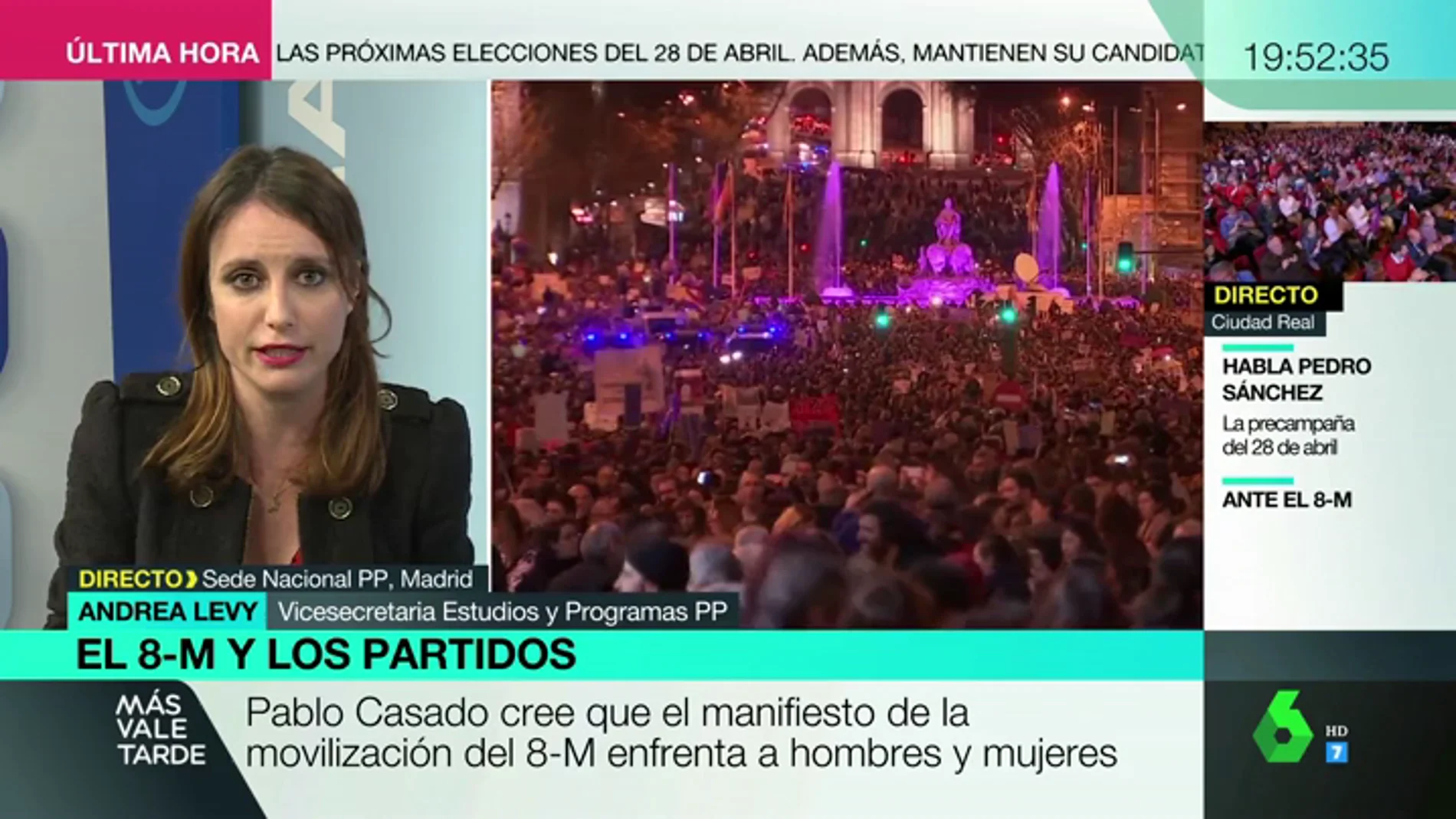 Andrea Levy: "No ir a la manifestación no me hace menos feminista"