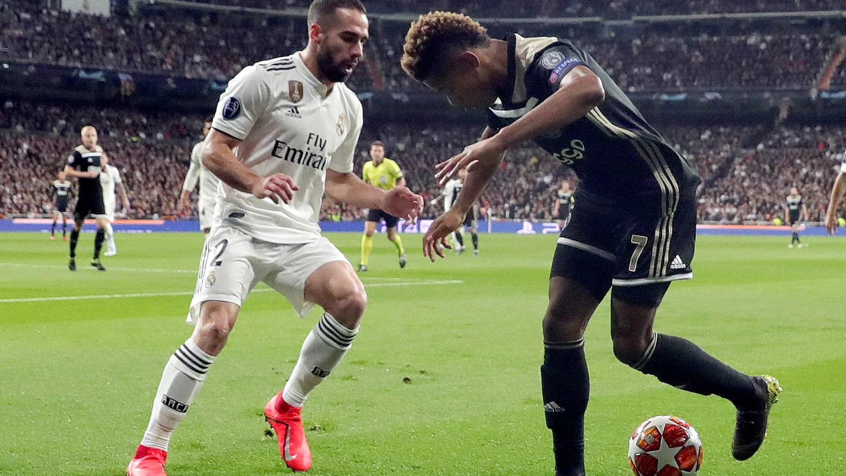 Carvajal, durante el partido del Madrid ante el Ajax