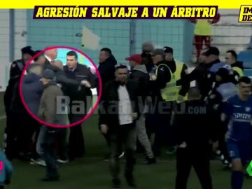 Agreden y pisotean a un árbitro en Albania: hasta el presidente le pegó Agreden y pisotean a un árbitro en Albania: hasta el presidente le pegó