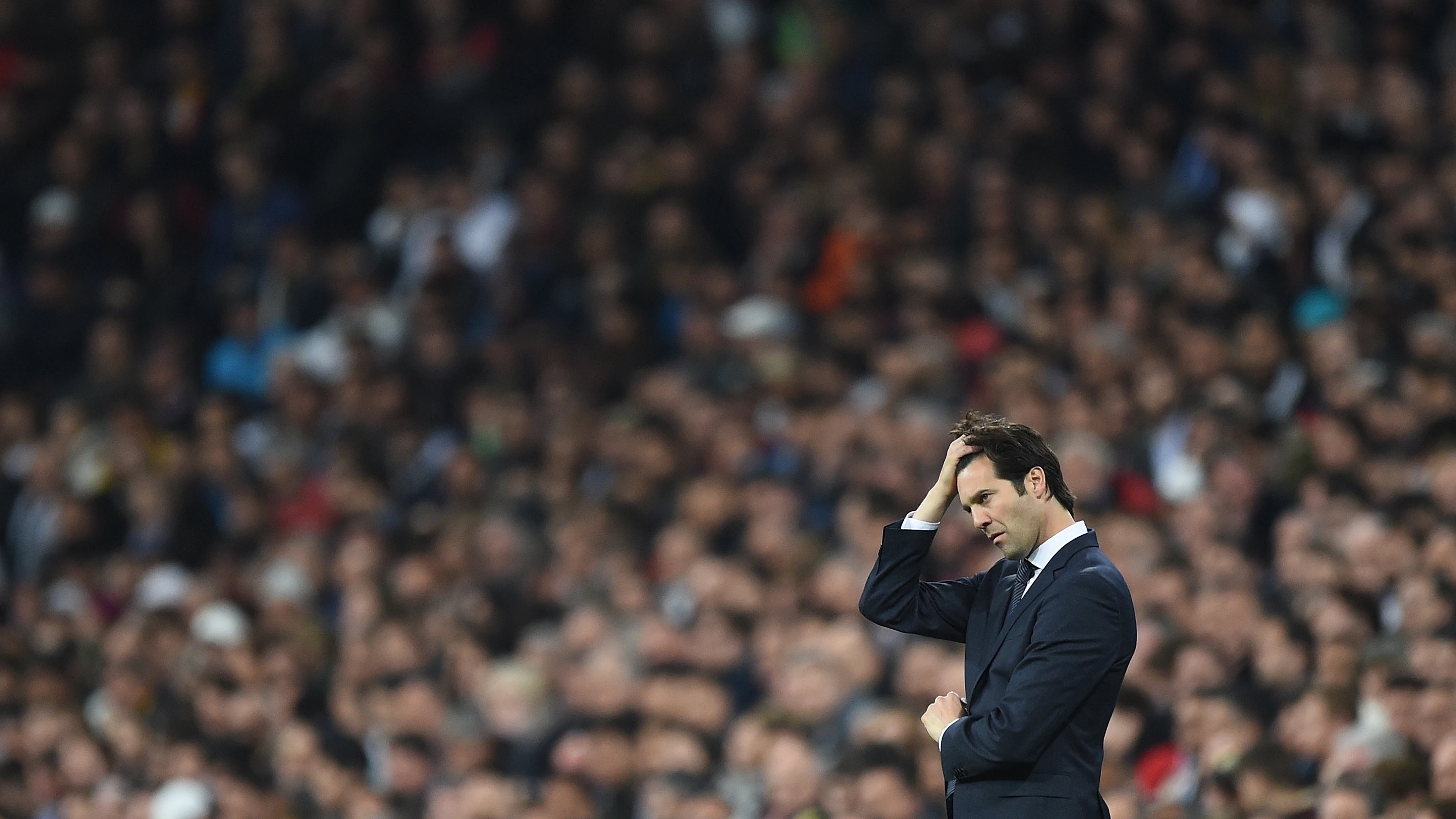 Solari, durante un partido del Real Madrid