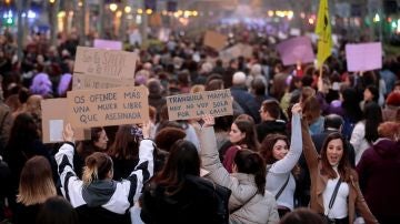 Marcha feminista en Barcelona