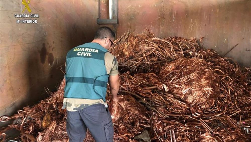 Cobre robado por la organización