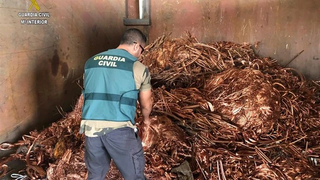 Cobre robado por la organización