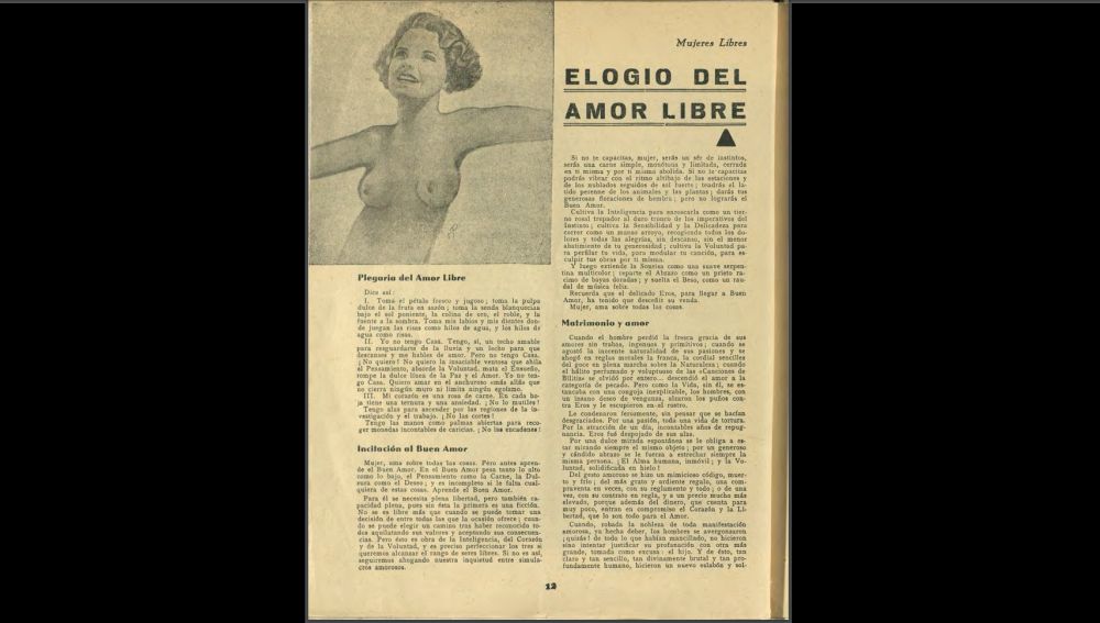 Columna de 'Elogio del amor libre' en Mujeres Libres