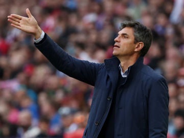 Pellegrino, durante el partido contra el Atlético de Madrid Pellegrino, durante el partido contra el Atlético de Madrid