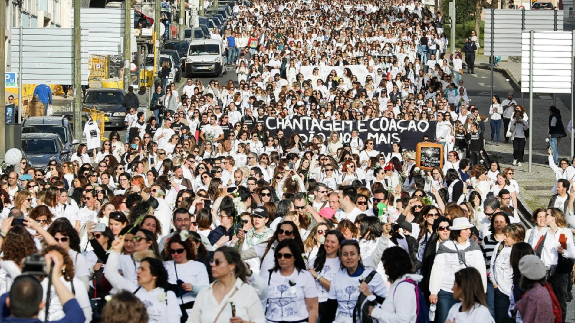 Manifestación en el Día Internacional de la Mujer en Portugal