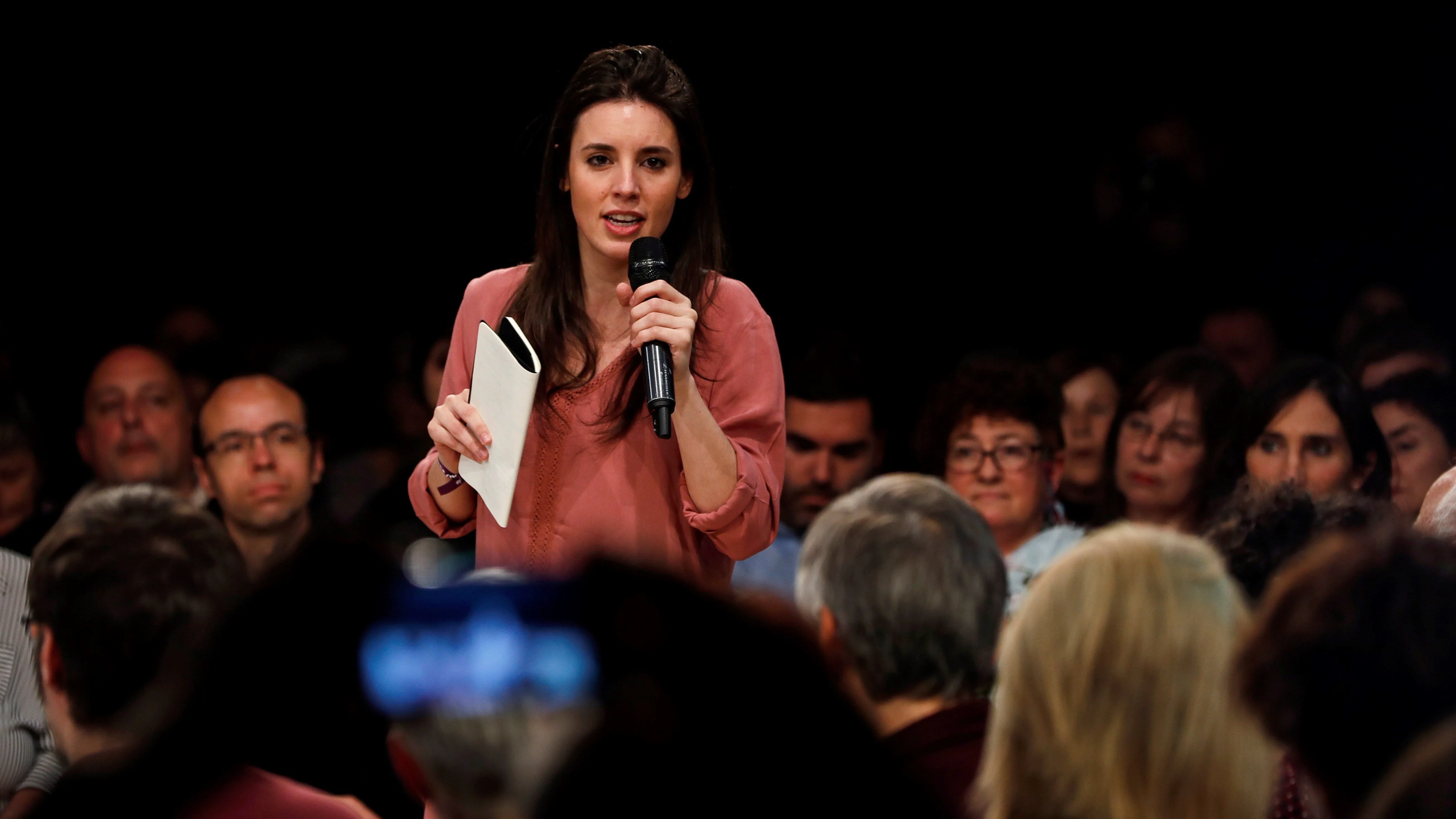 Irene Montero durante un acto en Donosti