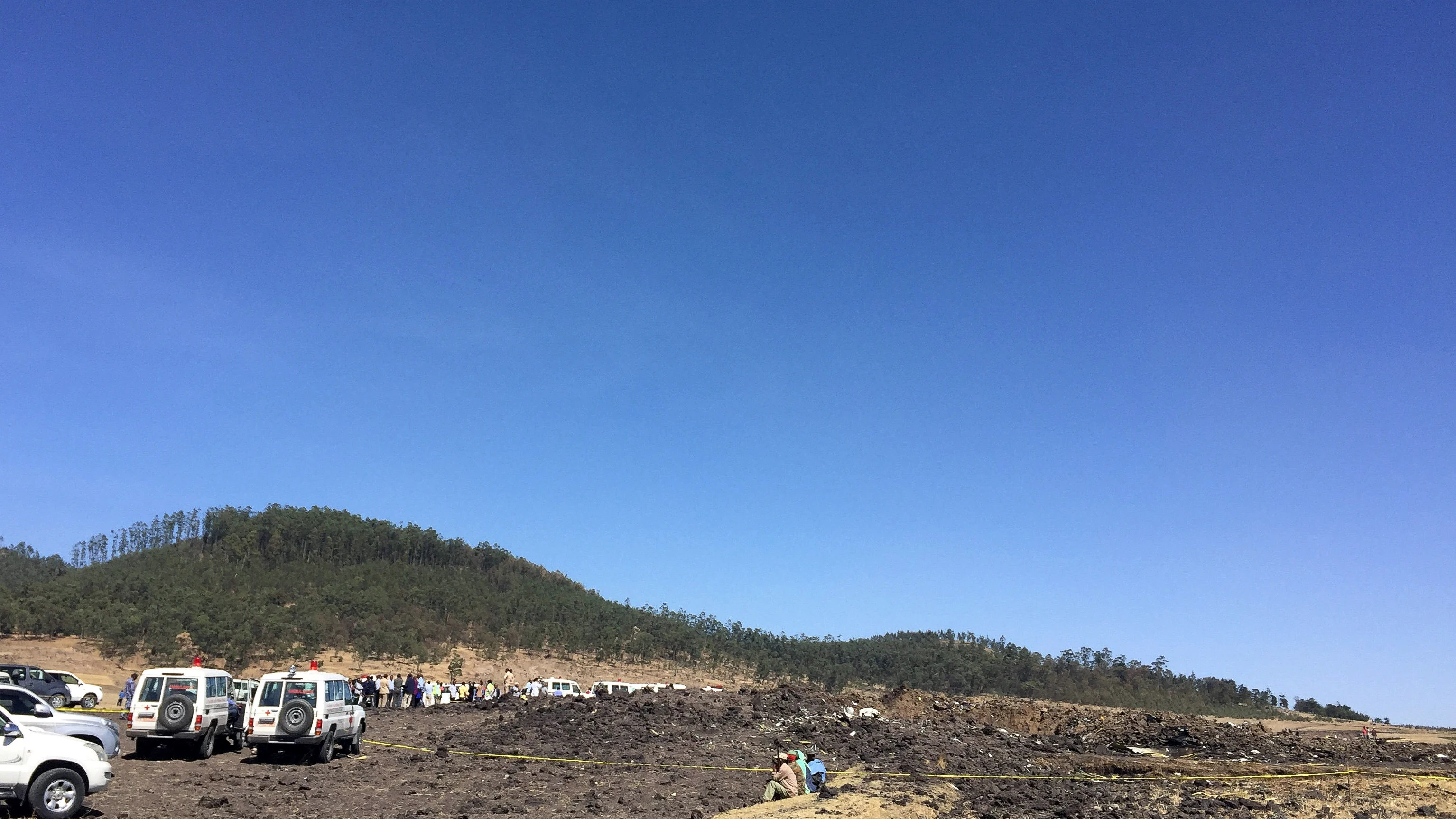 Vista general del lugar donde se ha estrellado el avión de Ethiopian Airlines