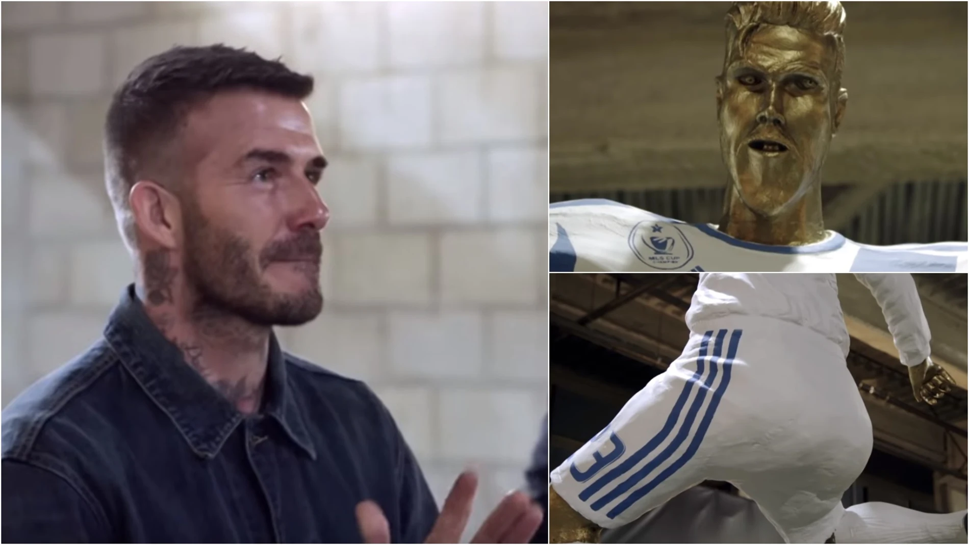 David Beckham y su estatua 'fake'