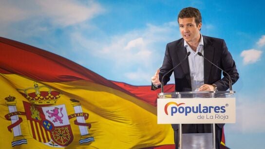 Pablo Casado, en el acto de presentaci&oacute;n de candidaturas del PP en La Rioja.