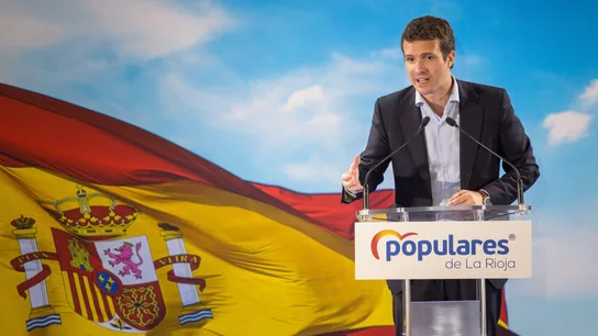 Pablo Casado, en el acto de presentación de candidaturas del PP en La Rioja. Pablo Casado, en el acto de presentación de candidaturas del PP en La Rioja.