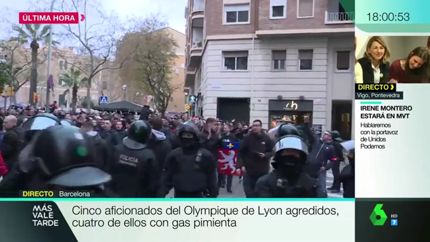 Detenidas cinco personas tras una pelea multitudinaria entre ultras del Lyon y el Barcelona Detenidas cinco personas tras una pelea multitudinaria entre ultras del Lyon y el Barcelona
