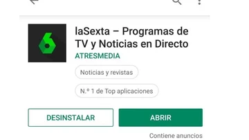 La app de laSexta, situada en el número 1 de top aplicaciones