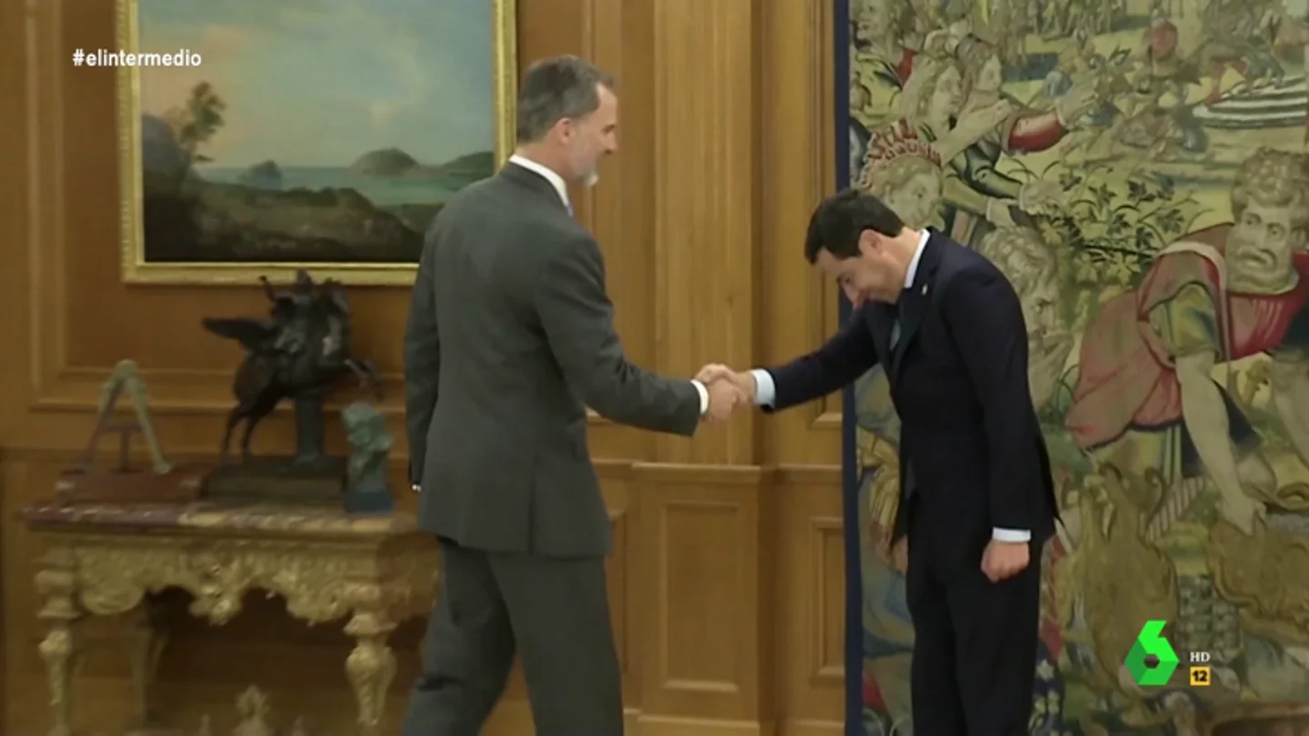 El Gran Wyoming desvela qué pensaba Juan Manuel Moreno Bonilla cuando saludaba al rey El Gran Wyoming desvela qué pensaba Juan Manuel Moreno Bonilla cuando saludaba al rey