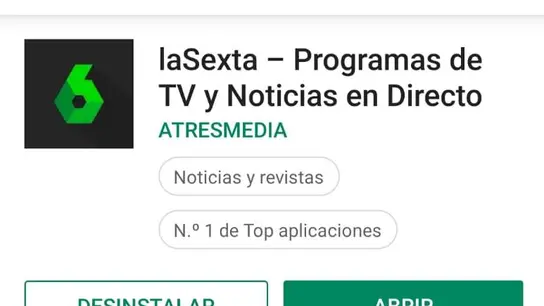 La app de laSexta, situada en el número 1 de top aplicaciones La app de laSexta, situada en el número 1 de top aplicaciones