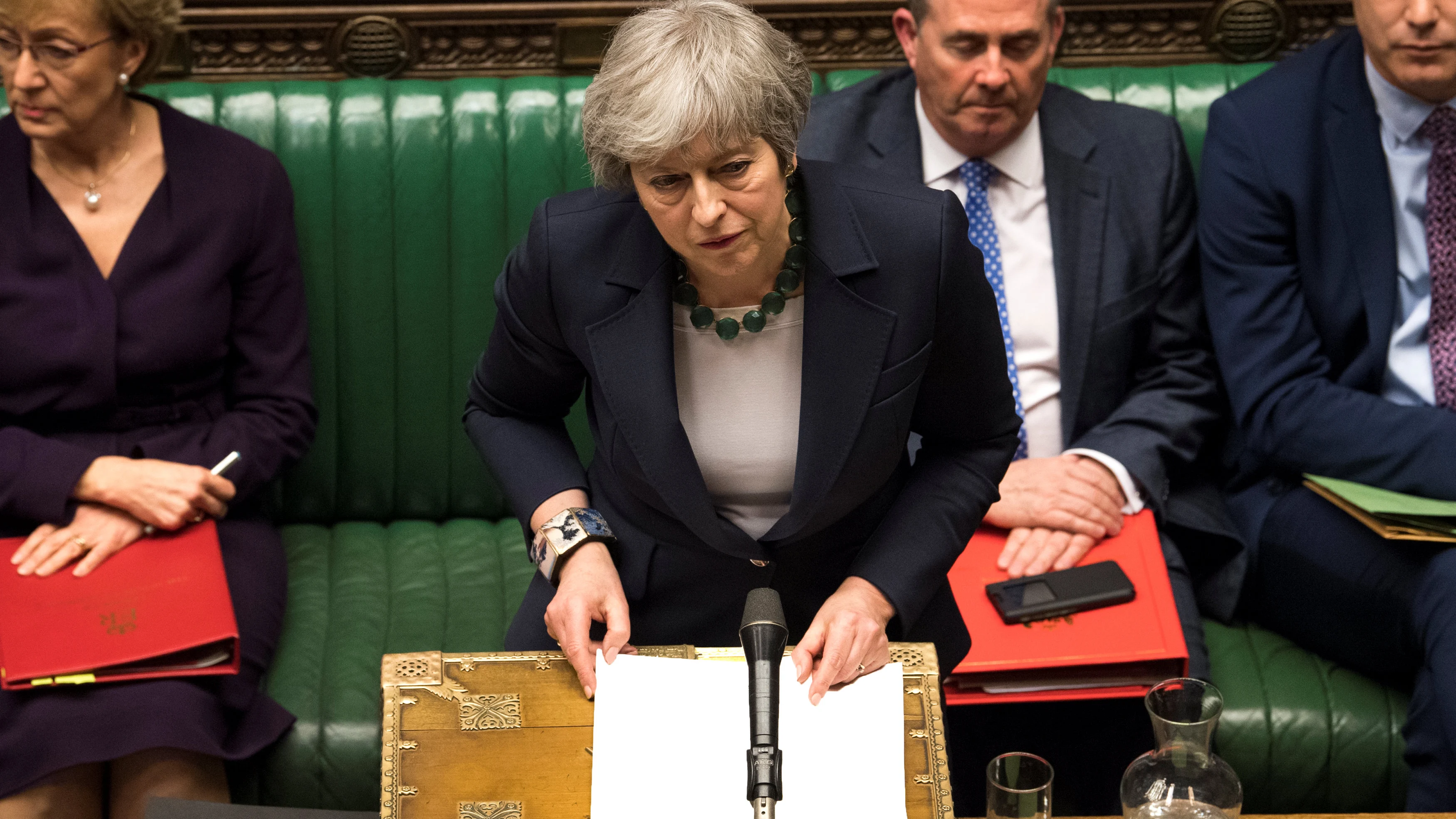 La primera ministra británica, Theresa May, en el Parlamento de Reino Unido