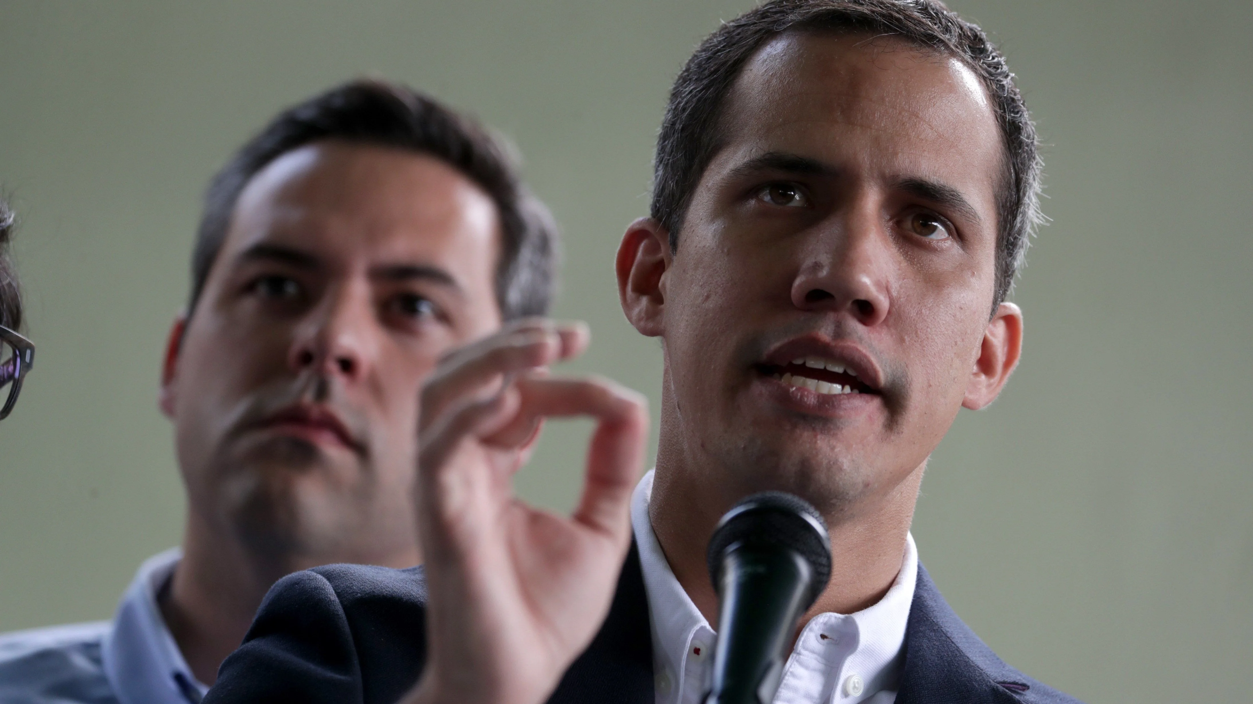 El líder opositor Juan Guaidó, durante una rueda de prensa.