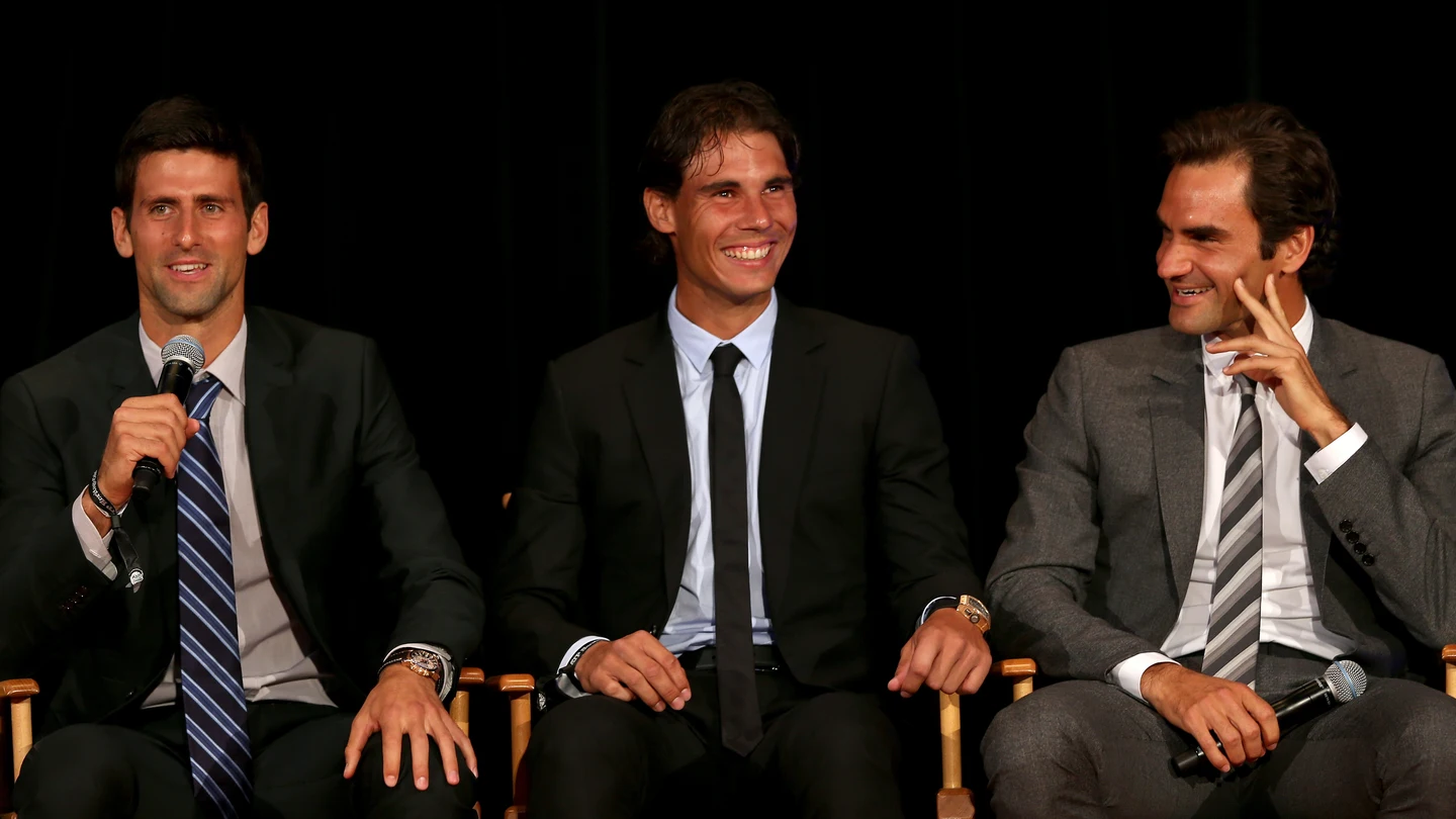 Djokovic, Nadal y Federer en un evento Djokovic, Nadal y Federer en un evento