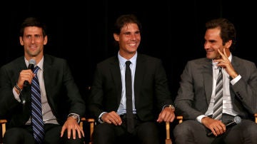 Djokovic, Nadal y Federer en un evento