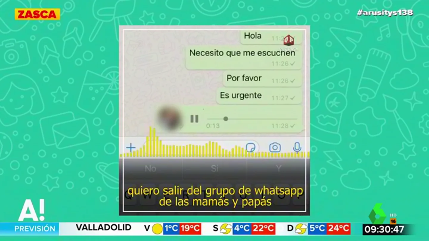 El sorprendente audio de un padre para abandonar el grupo de WhatsApp del colegio de sus hijos: "Me tenéis hasta las bolas" El sorprendente audio de un padre para abandonar el grupo de WhatsApp del colegio de sus hijos: "Me tenéis hasta las bolas"