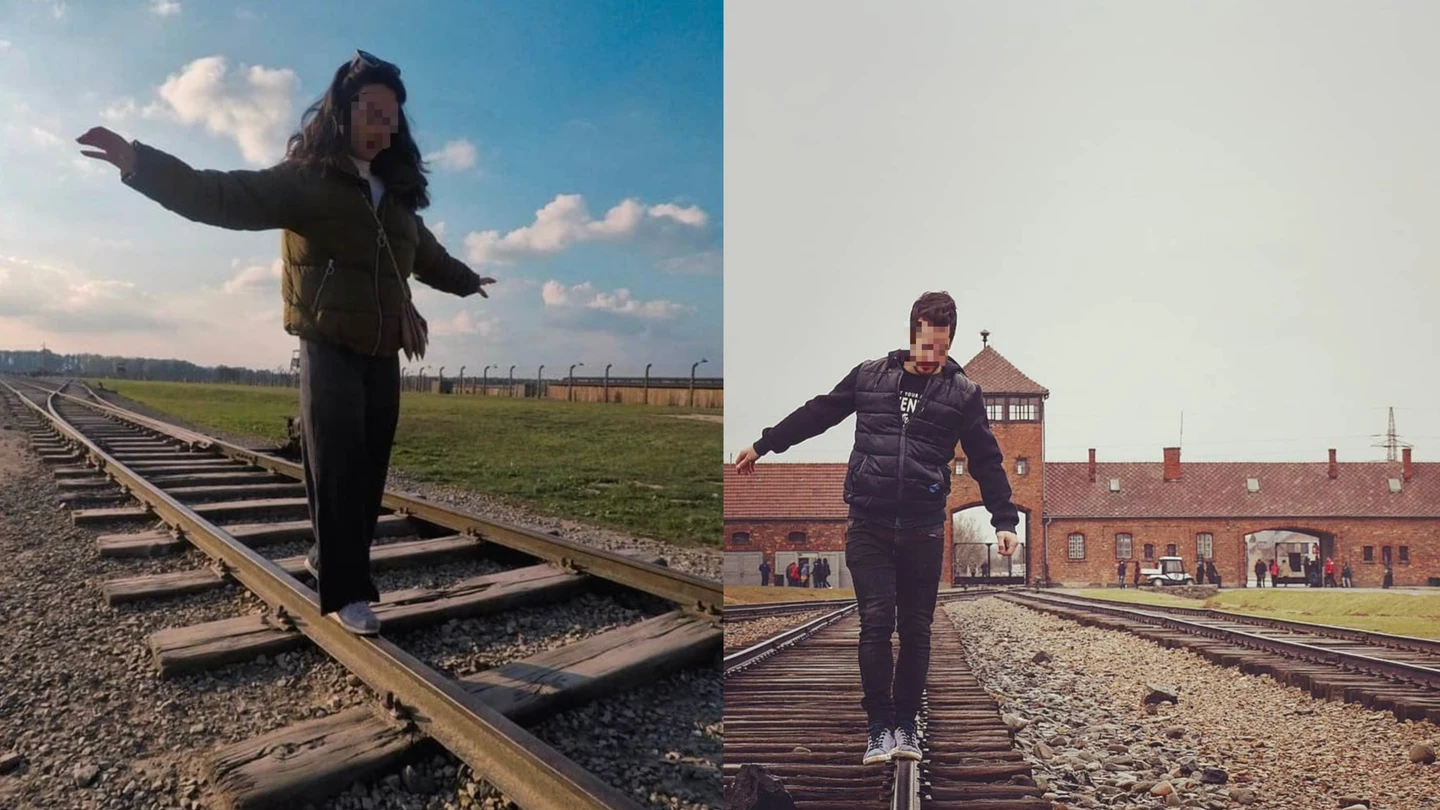 Turistas en el museo de Auschwitz Turistas en el museo de Auschwitz