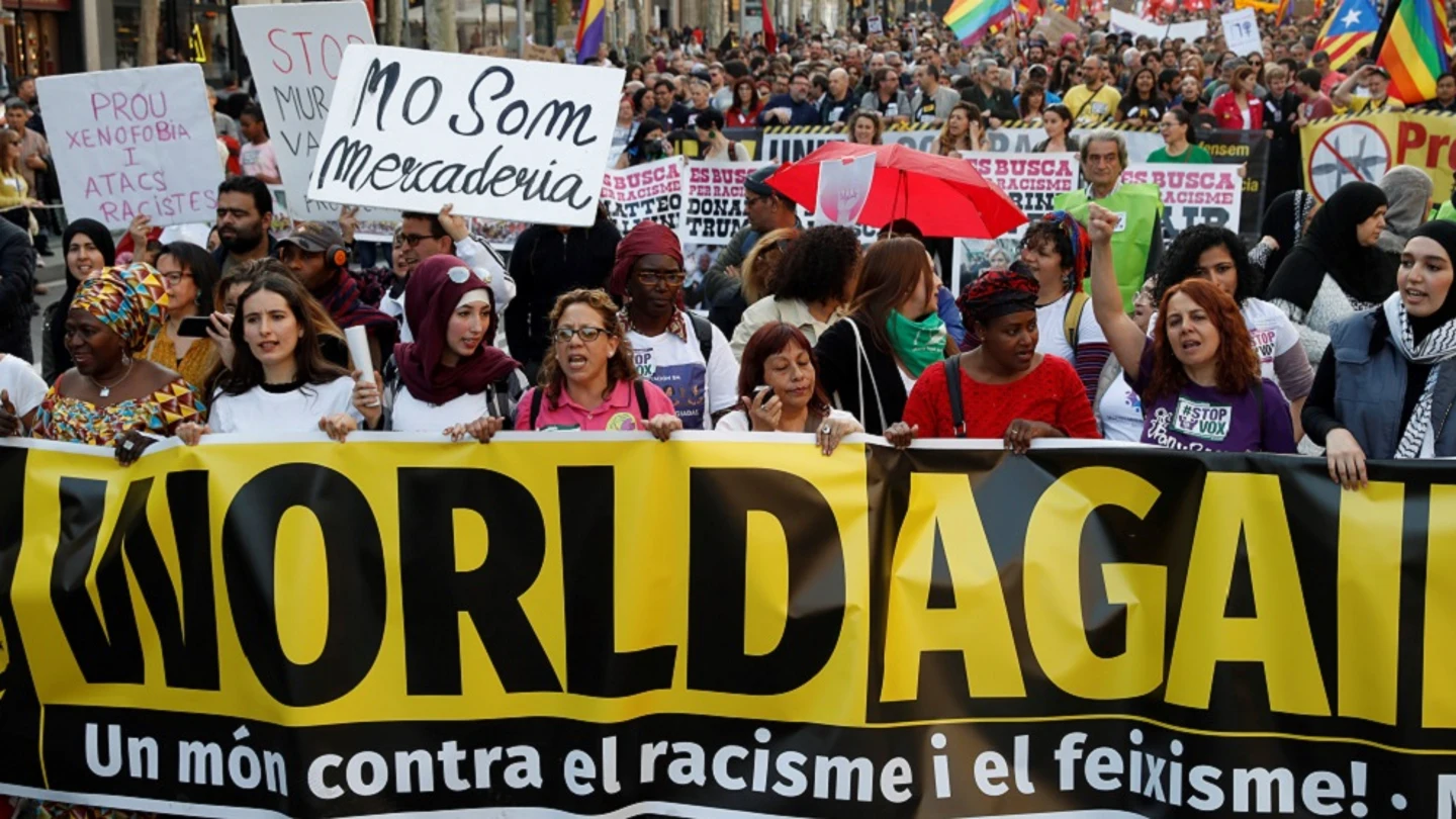 Imagen de la manifestación contra Vox en Barcelona Imagen de la manifestación contra Vox en Barcelona