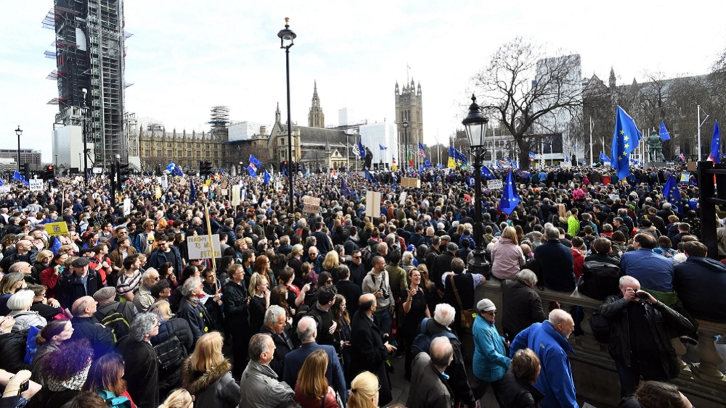 Imagen de la manifestación en Londres para pedir un segundo referéndum Imagen de la manifestación en Londres para pedir un segundo referéndum