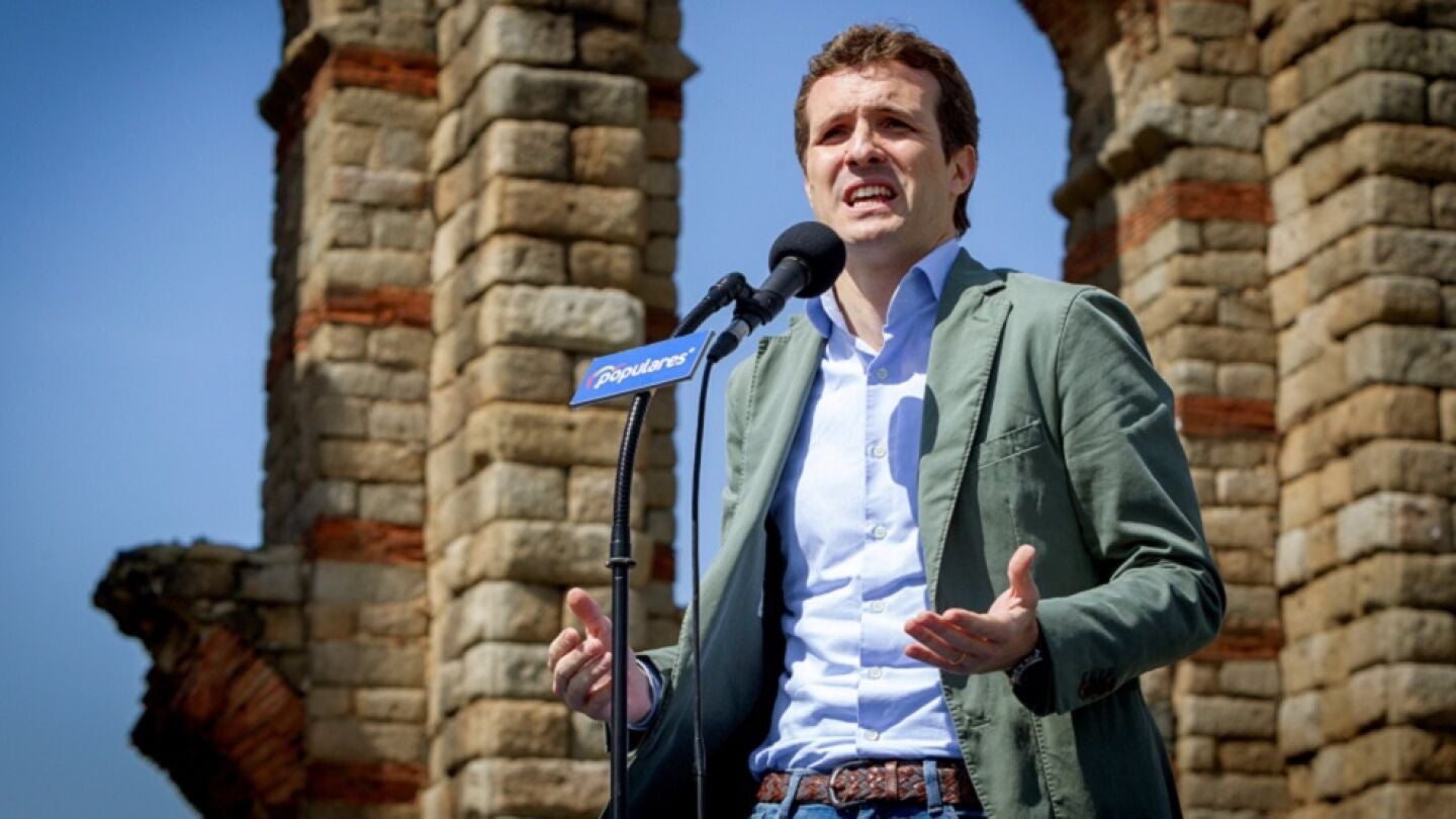 Pablo Casado en un acto de precampa&ntilde;a en M&eacute;rida