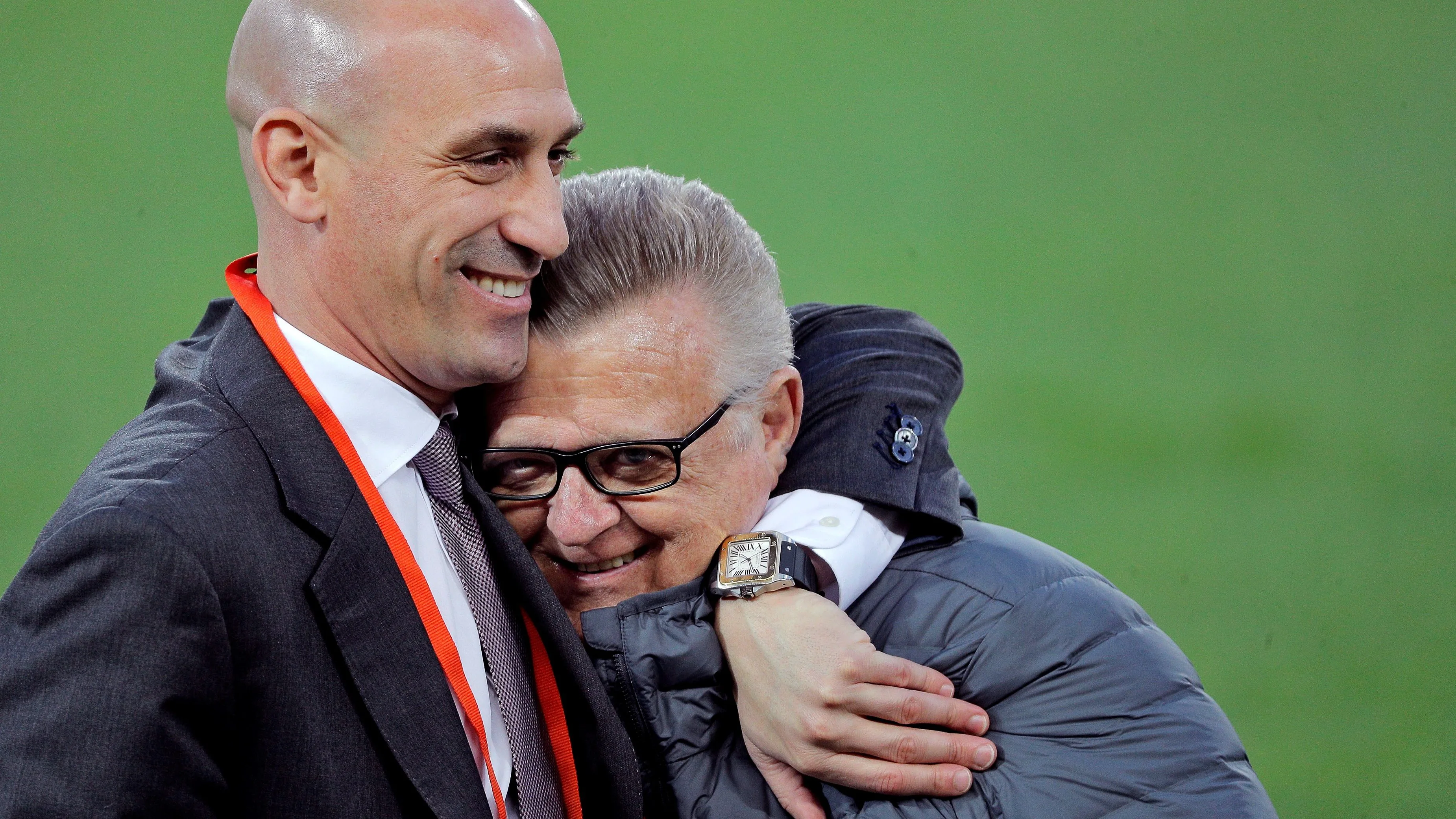 Luis Rubiales, en el entrenamiento de la Selección en Mestalla