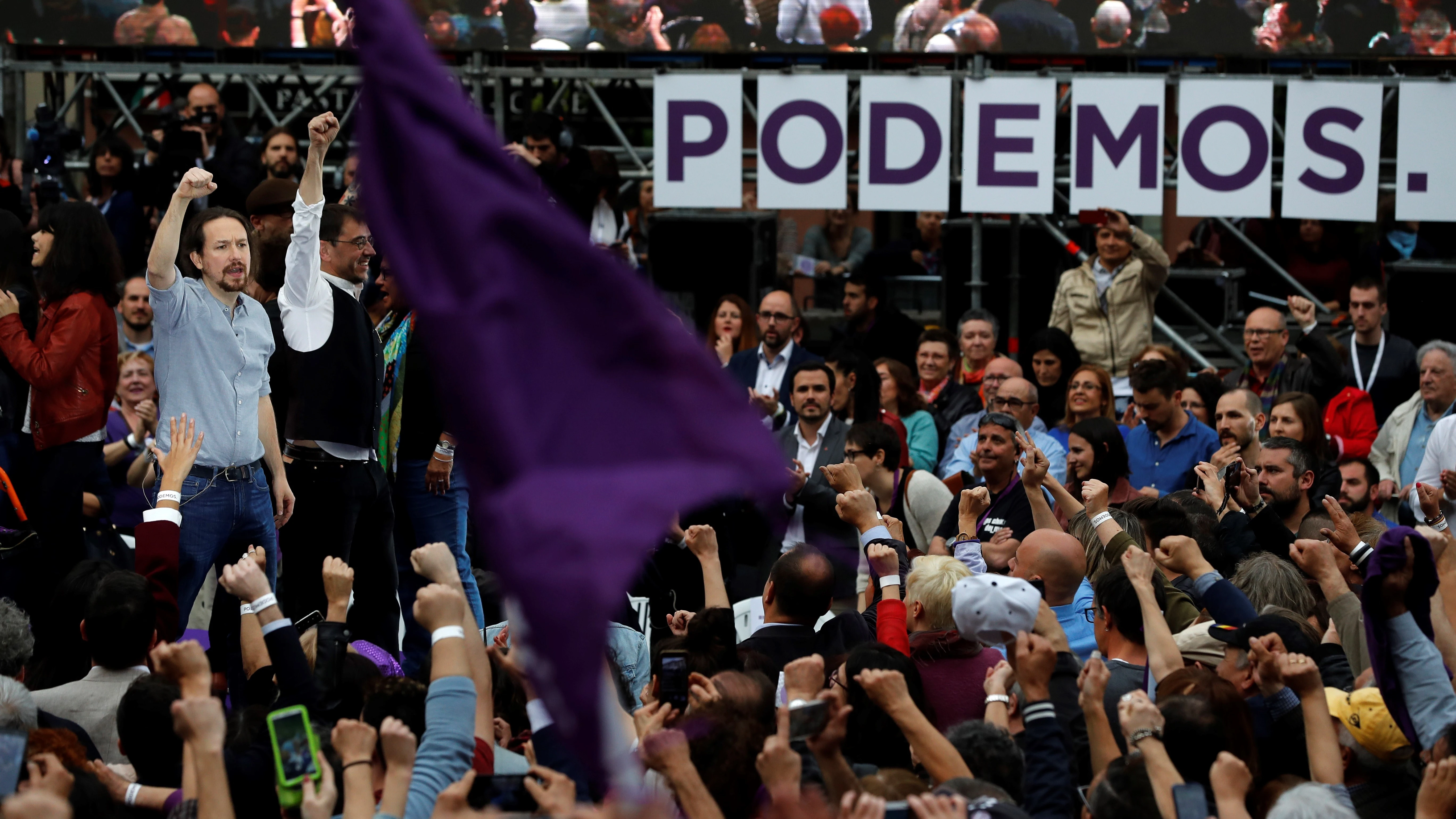 El líder de Podemos, Pablo Iglesias, durante un acto de la formación