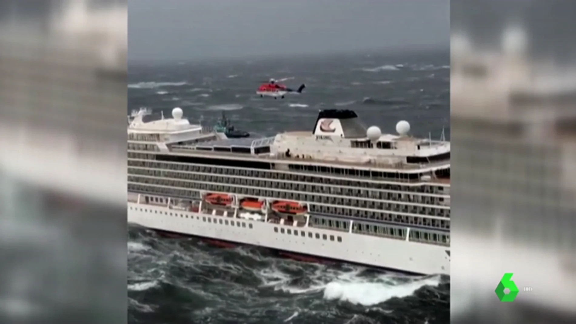 Imagen del crucero evacuado por problemas en el motor en Noruega