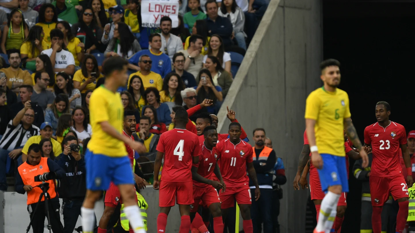 Panamá celebra un gol ante Brasil Panamá celebra un gol ante Brasil
