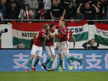 Hungría celebra un gol Hungría celebra un gol