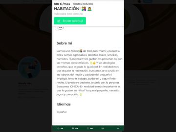 La oferta de alquiler de piso que indigna en Twitter. La oferta de alquiler de piso que indigna en Twitter.