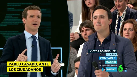 Pablo Casado contesta a un ciudadano en El Objetivo Pablo Casado contesta a un ciudadano en El Objetivo