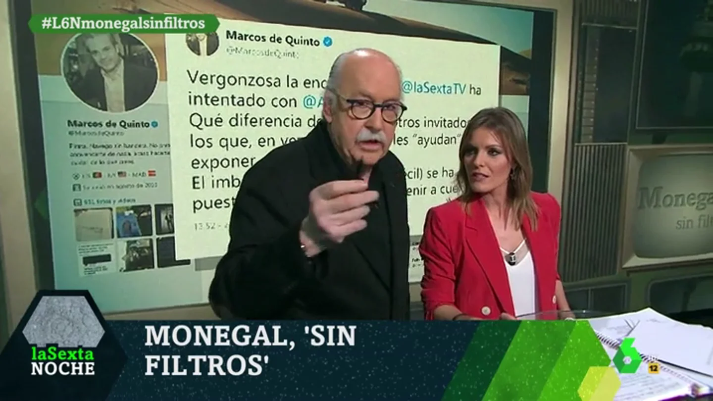 Ferrán Monegal responde a Marcos de Quinto por llamarle "imbécil": "Tiene razón, yo pago el IRPF aquí, soy imbécil" Ferrán Monegal responde a Marcos de Quinto por llamarle "imbécil": "Tiene razón, yo pago el IRPF aquí, soy imbécil"