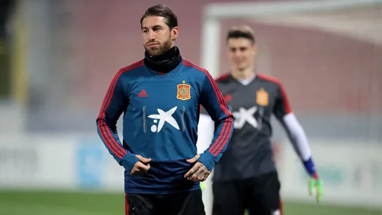 Sergio Ramos, entrenando con la selección española Sergio Ramos, entrenando con la selección española