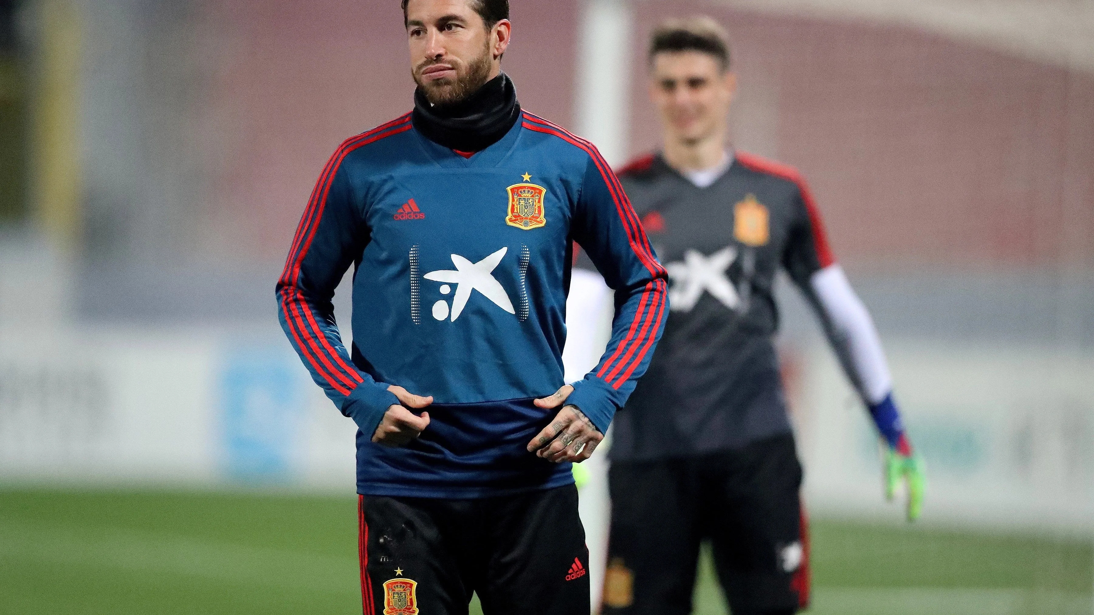 Sergio Ramos, entrenando con la selección española