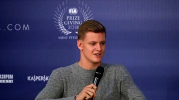 Mick Schumacher, durante una conferencia