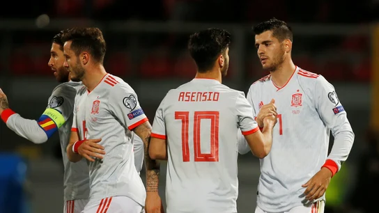 Morata celebra su gol a Malta Morata celebra su gol a Malta